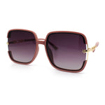 Womens Oversized Rectangle Floral Chain Arm Designer Fashion Sunglasses