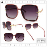 Womens Oversized Rectangle Floral Chain Arm Designer Fashion Sunglasses