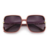 Womens Oversized Rectangle Floral Chain Arm Designer Fashion Sunglasses