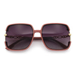 Womens Oversized Rectangle Floral Chain Arm Designer Fashion Sunglasses