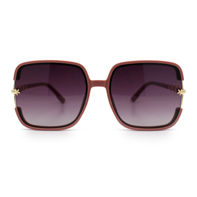 Womens Oversized Rectangle Floral Chain Arm Designer Fashion Sunglasses