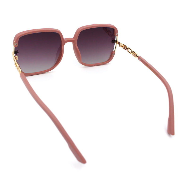 Womens Oversized Rectangle Floral Chain Arm Designer Fashion Sunglasses