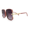 Womens Oversized Rectangle Floral Chain Arm Designer Fashion Sunglasses