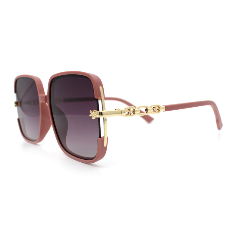 Womens Oversized Rectangle Floral Chain Arm Designer Fashion Sunglasses