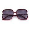 Womens Oversized Rectangle Floral Chain Arm Designer Fashion Sunglasses
