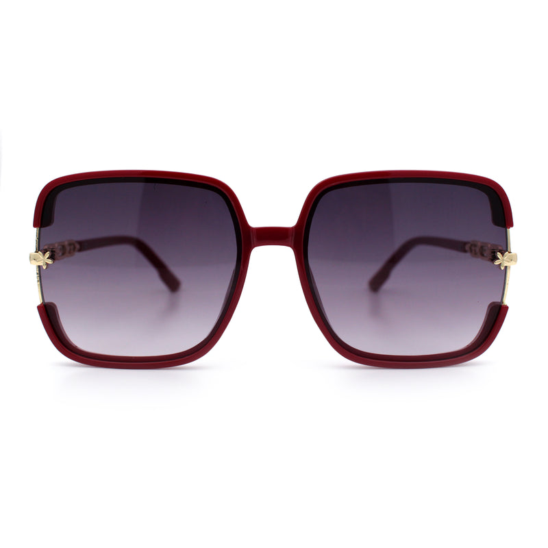 Womens Oversized Rectangle Floral Chain Arm Designer Fashion Sunglasses