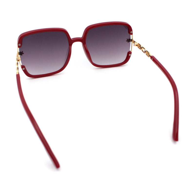 Womens Oversized Rectangle Floral Chain Arm Designer Fashion Sunglasses
