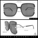 Womens Oversized Rectangle Floral Chain Arm Designer Fashion Sunglasses