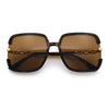 Womens Oversized Rectangle Floral Chain Arm Designer Fashion Sunglasses