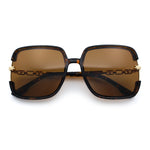 Womens Oversized Rectangle Floral Chain Arm Designer Fashion Sunglasses