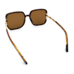 Womens Oversized Rectangle Floral Chain Arm Designer Fashion Sunglasses