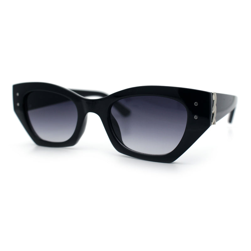 Womens Mod Fashion Rectangular Cat Eye Thick Temple Designer Sunglasses