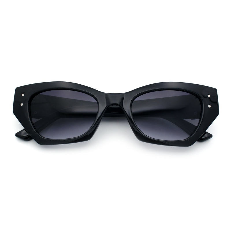Womens Mod Fashion Rectangular Cat Eye Thick Temple Designer Sunglasses