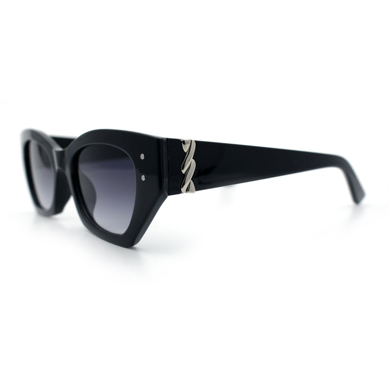 Womens Mod Fashion Rectangular Cat Eye Thick Temple Designer Sunglasses