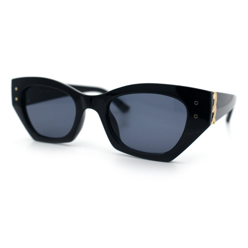 Womens Mod Fashion Rectangular Cat Eye Thick Temple Designer Sunglasses