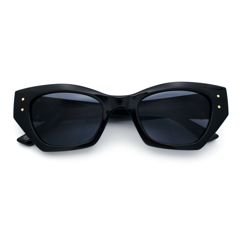 Womens Mod Fashion Rectangular Cat Eye Thick Temple Designer Sunglasses