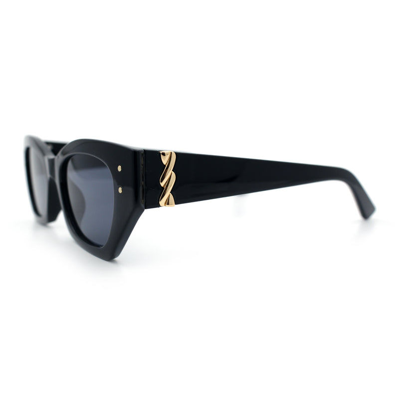 Womens Mod Fashion Rectangular Cat Eye Thick Temple Designer Sunglasses