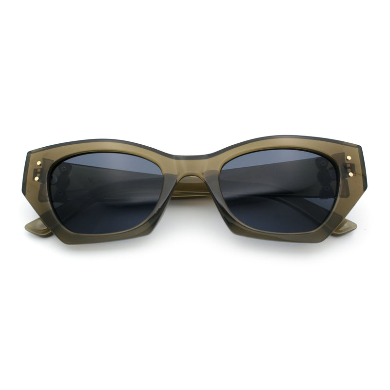 Womens Mod Fashion Rectangular Cat Eye Thick Temple Designer Sunglasses