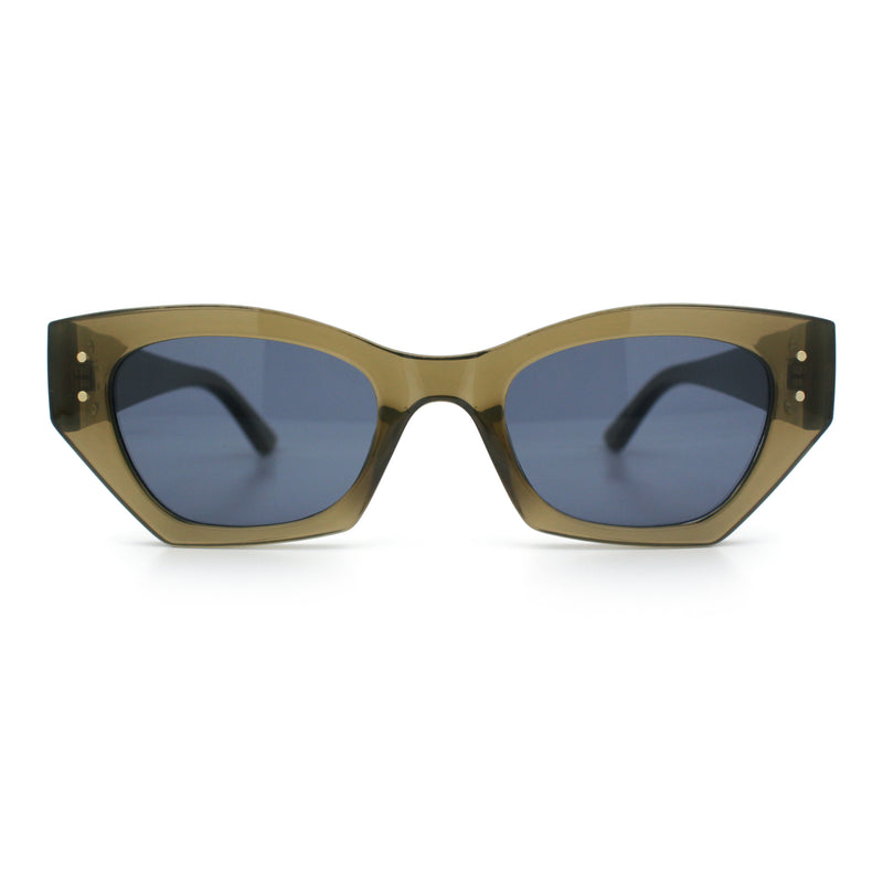 Womens Mod Fashion Rectangular Cat Eye Thick Temple Designer Sunglasses