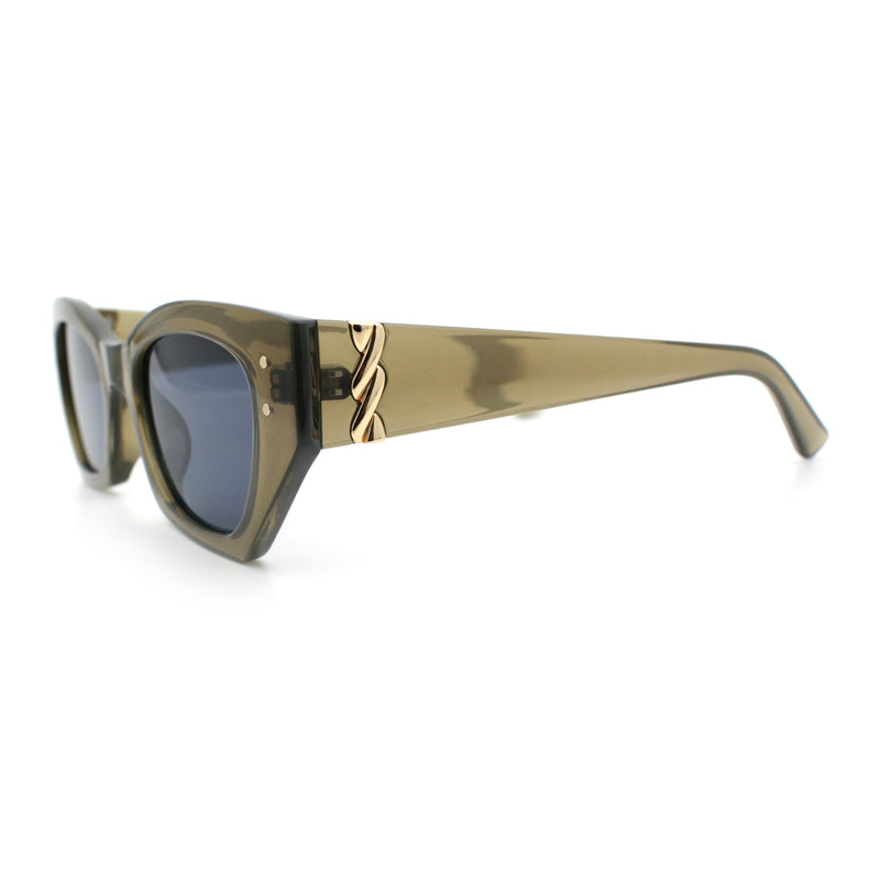 Womens Mod Fashion Rectangular Cat Eye Thick Temple Designer Sunglasses