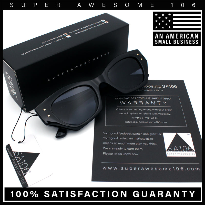 Womens Mod Fashion Rectangular Cat Eye Thick Temple Designer Sunglasses