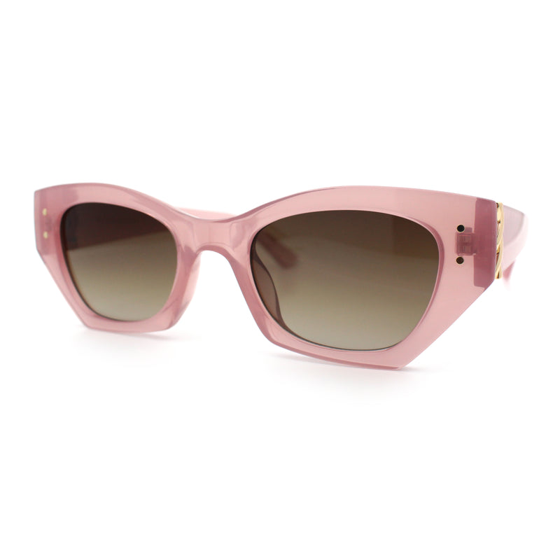 Womens Mod Fashion Rectangular Cat Eye Thick Temple Designer Sunglasses