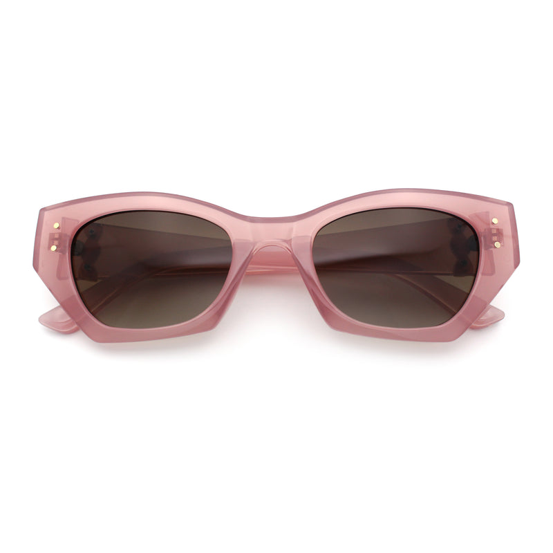 Womens Mod Fashion Rectangular Cat Eye Thick Temple Designer Sunglasses