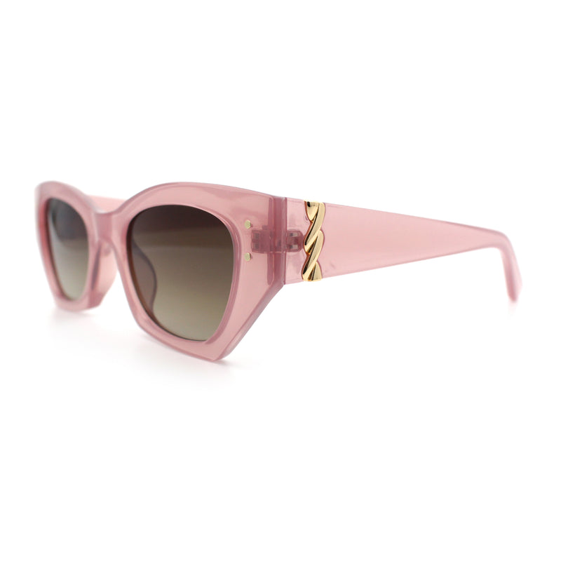 Womens Mod Fashion Rectangular Cat Eye Thick Temple Designer Sunglasses