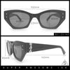 Womens Mod Fashion Rectangular Cat Eye Thick Temple Designer Sunglasses