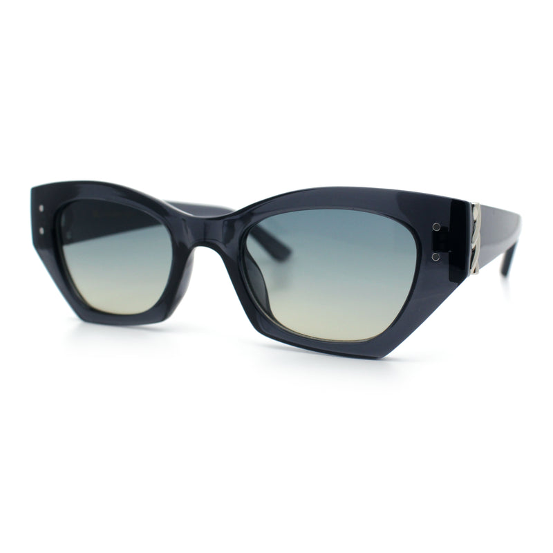 Womens Mod Fashion Rectangular Cat Eye Thick Temple Designer Sunglasses