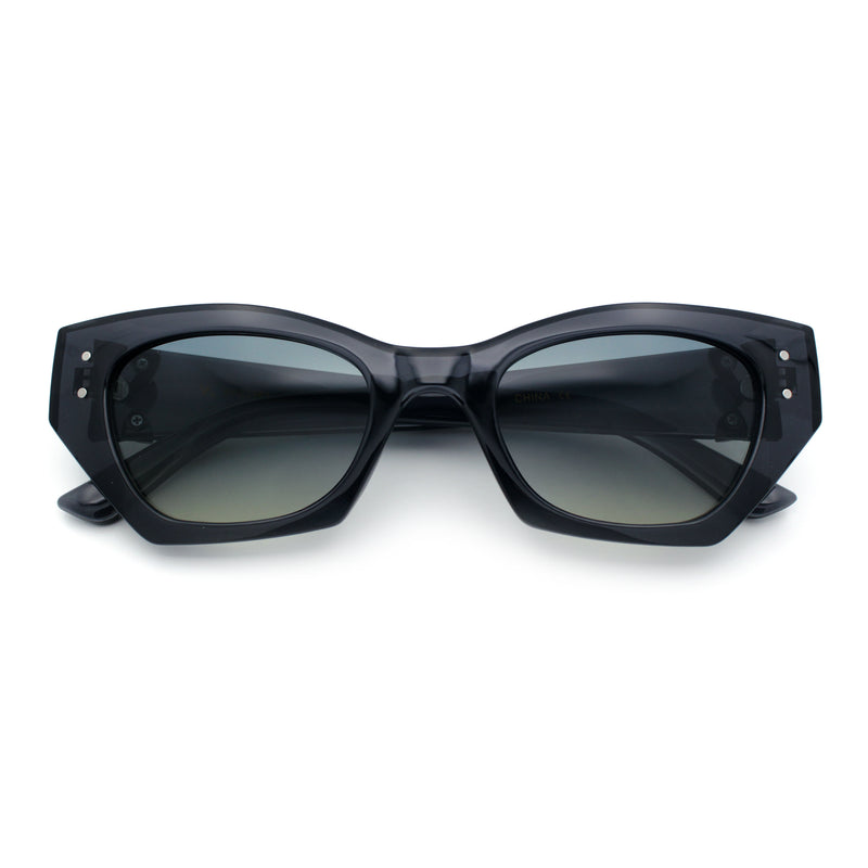 Womens Mod Fashion Rectangular Cat Eye Thick Temple Designer Sunglasses
