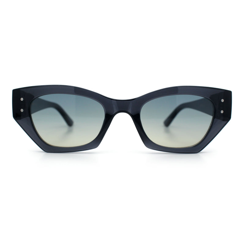 Womens Mod Fashion Rectangular Cat Eye Thick Temple Designer Sunglasses