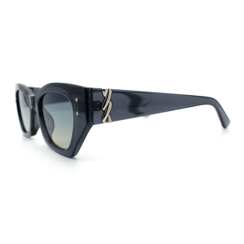 Womens Mod Fashion Rectangular Cat Eye Thick Temple Designer Sunglasses