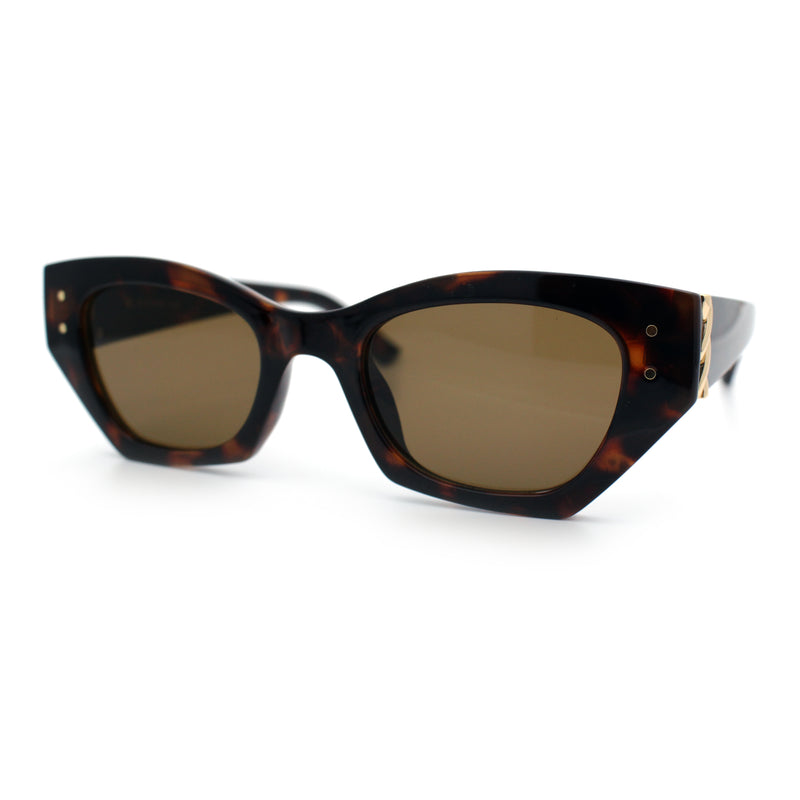 Womens Mod Fashion Rectangular Cat Eye Thick Temple Designer Sunglasses