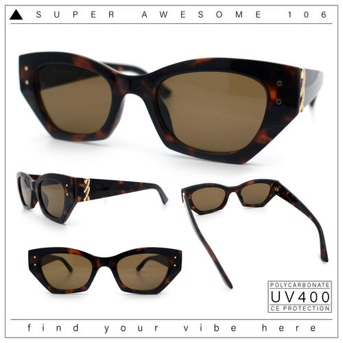 Womens Mod Fashion Rectangular Cat Eye Thick Temple Designer Sunglasses