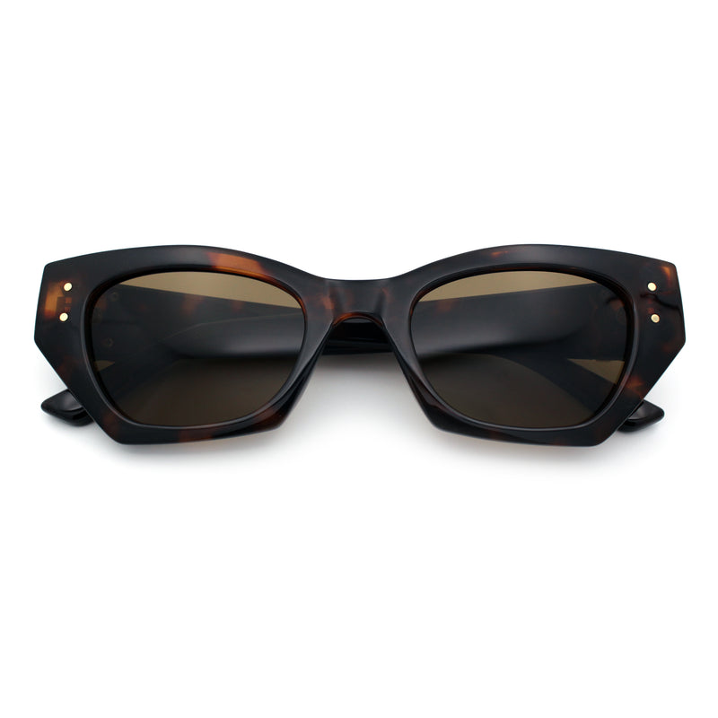 Womens Mod Fashion Rectangular Cat Eye Thick Temple Designer Sunglasses