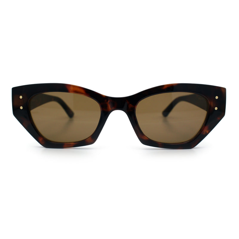 Womens Mod Fashion Rectangular Cat Eye Thick Temple Designer Sunglasses