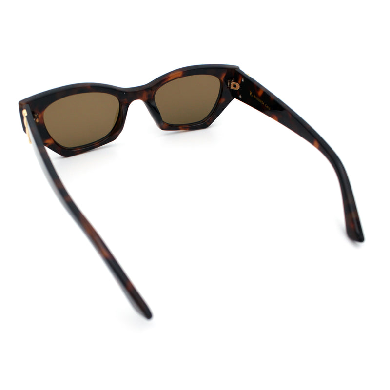 Womens Mod Fashion Rectangular Cat Eye Thick Temple Designer Sunglasses