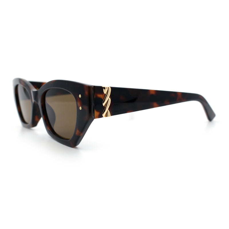 Womens Mod Fashion Rectangular Cat Eye Thick Temple Designer Sunglasses