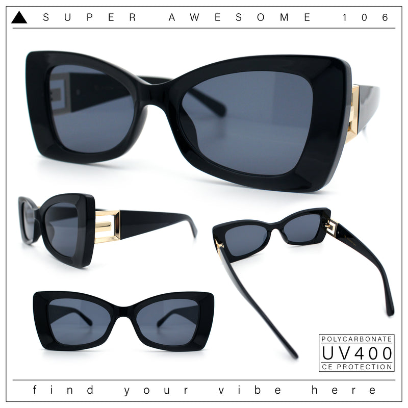 Womens Bow Tie Shape Beveled Thick Plastic Mod Designer Fashion Sunglasses