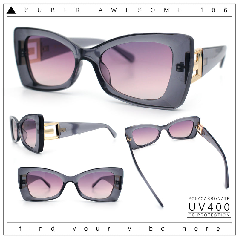 Womens Bow Tie Shape Beveled Thick Plastic Mod Designer Fashion Sunglasses