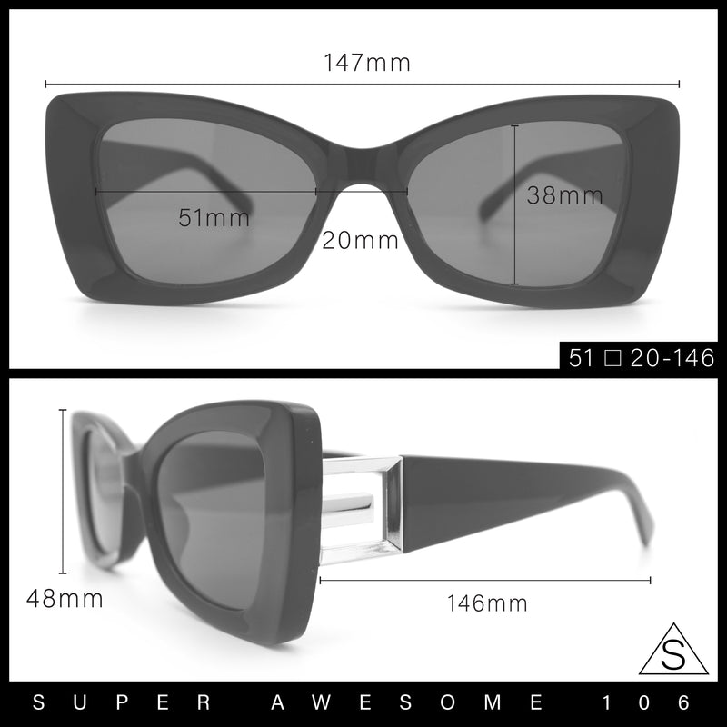 Womens Bow Tie Shape Beveled Thick Plastic Mod Designer Fashion Sunglasses