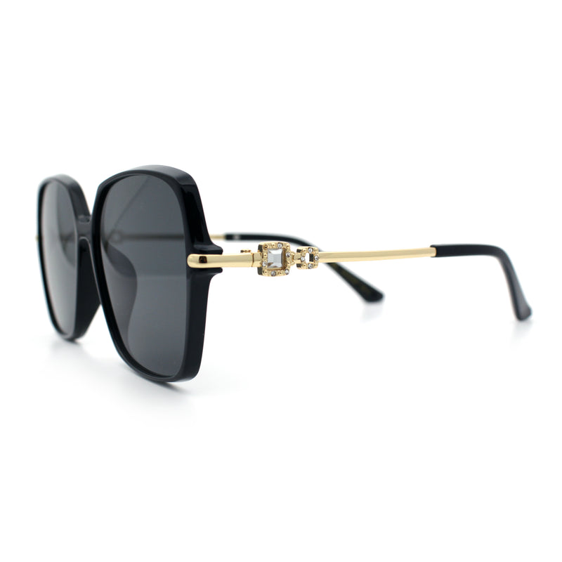 Womens Oversized Butterfly Rectangle Fashion Rhinestone Arm Sunglasses