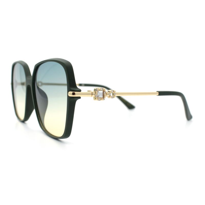 Womens Oversized Butterfly Rectangle Fashion Rhinestone Arm Sunglasses