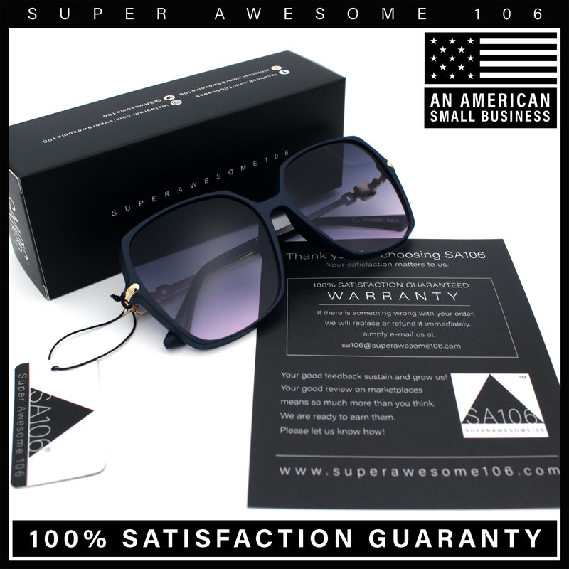 Womens Oversized Butterfly Rectangle Fashion Rhinestone Arm Sunglasses