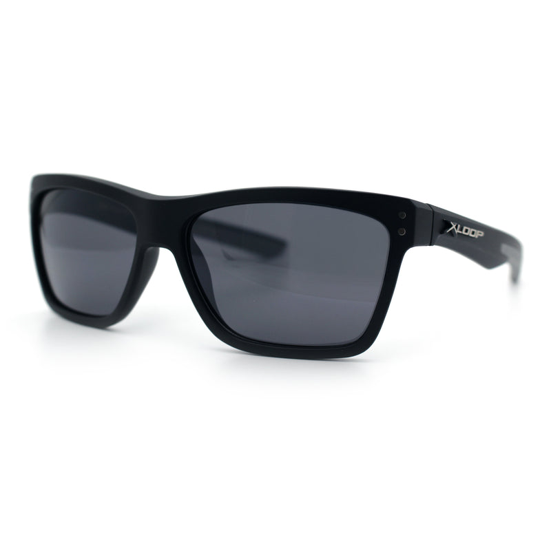 Xloop Mens Rectangle Sport Classic Wrap Horned Plastic Sunglasses
