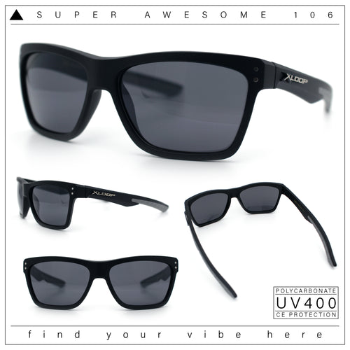 Xloop Mens Rectangle Sport Classic Wrap Horned Plastic Sunglasses