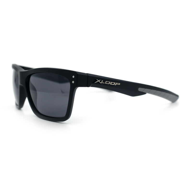 Xloop Mens Rectangle Sport Classic Wrap Horned Plastic Sunglasses