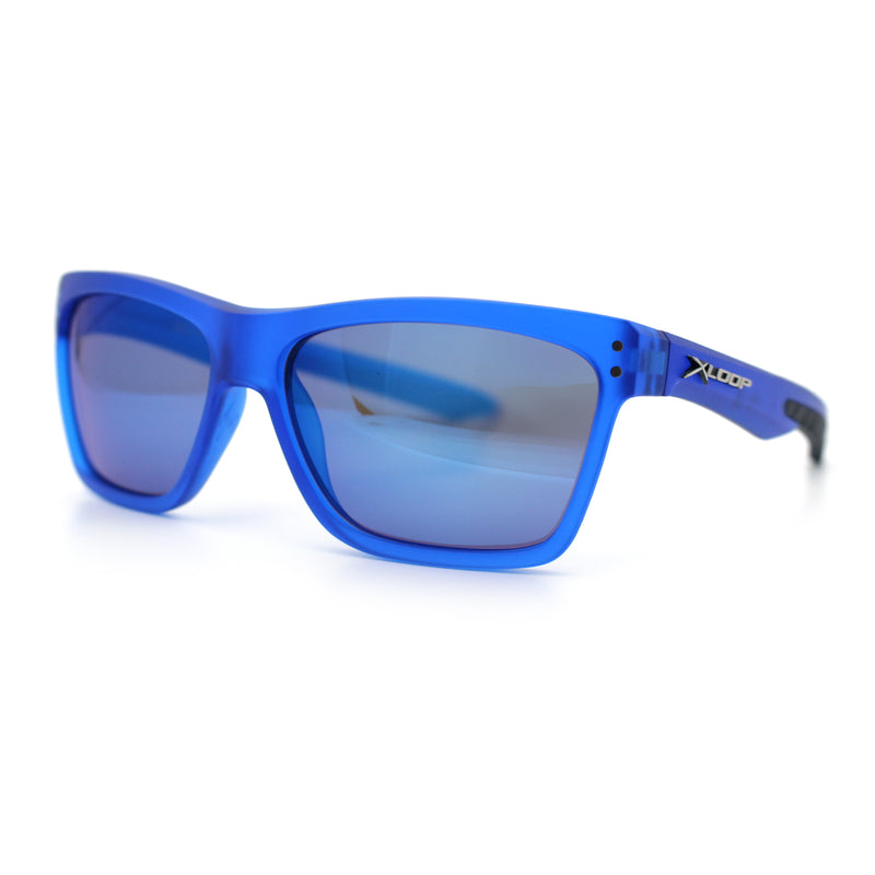 Xloop Mens Rectangle Sport Classic Wrap Horned Plastic Sunglasses