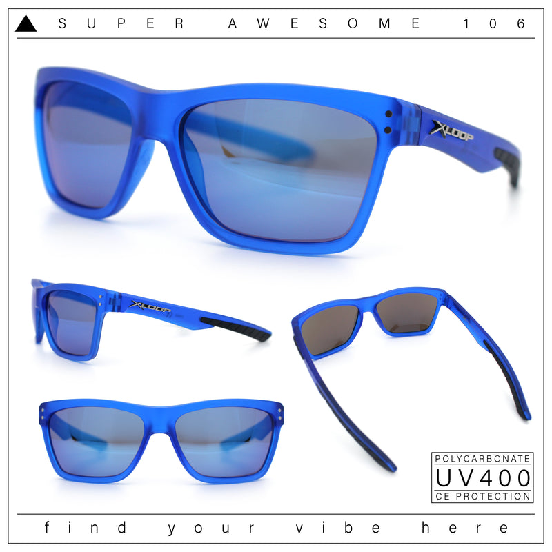 Xloop Mens Rectangle Sport Classic Wrap Horned Plastic Sunglasses